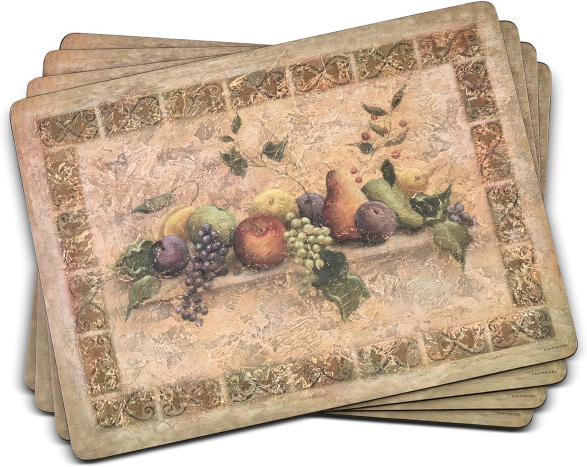 Landelijke Placemats Hout en Kurk - Set van 4 Grote Rechthoekige Onderleggers