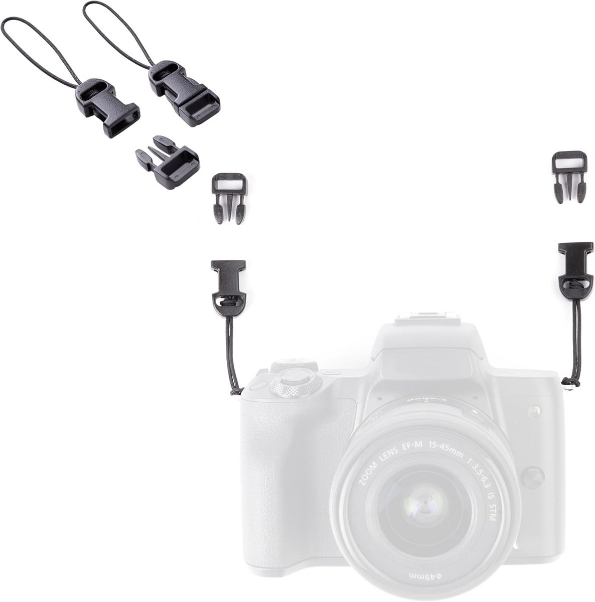 Snelkoppelingsset Camera: Universele Adapter voor Camerariemen en Splintringen