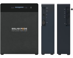Solarpod Easy 5.12kWh Thuisbatterij via 230V Stopcontact – 2x Directe Ingang Zonnepanelen – Ideaal voor Boten en Caravan – Plug & Play – IP65 – LiFePO4 – Off-Grid - Noodstroom