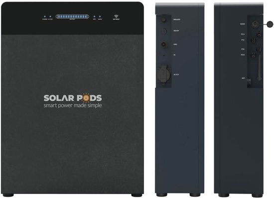Solarpod Easy 5.12kWh LiFePO4 Thuisbatterij 230V Stopcontact 2x PV Ingang IP65 Backup Off-Grid Camper Boot