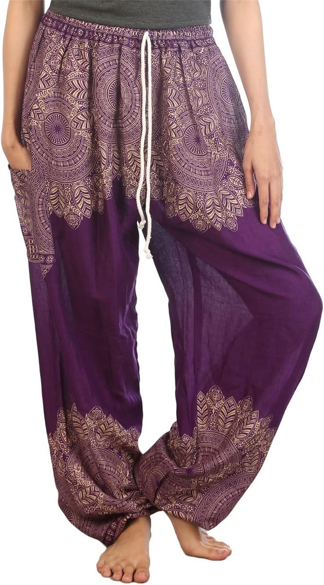 Dames Harembroek met Bloemen- en Pauwenpatroon - Losse Fit Yoga & Strandbroek
