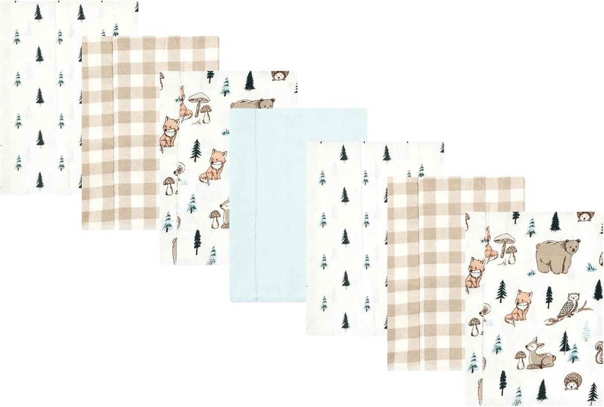 7 Stuks Flanel Luiers Spuugdoekjes Katoen Baby Jongen Woodland Thema