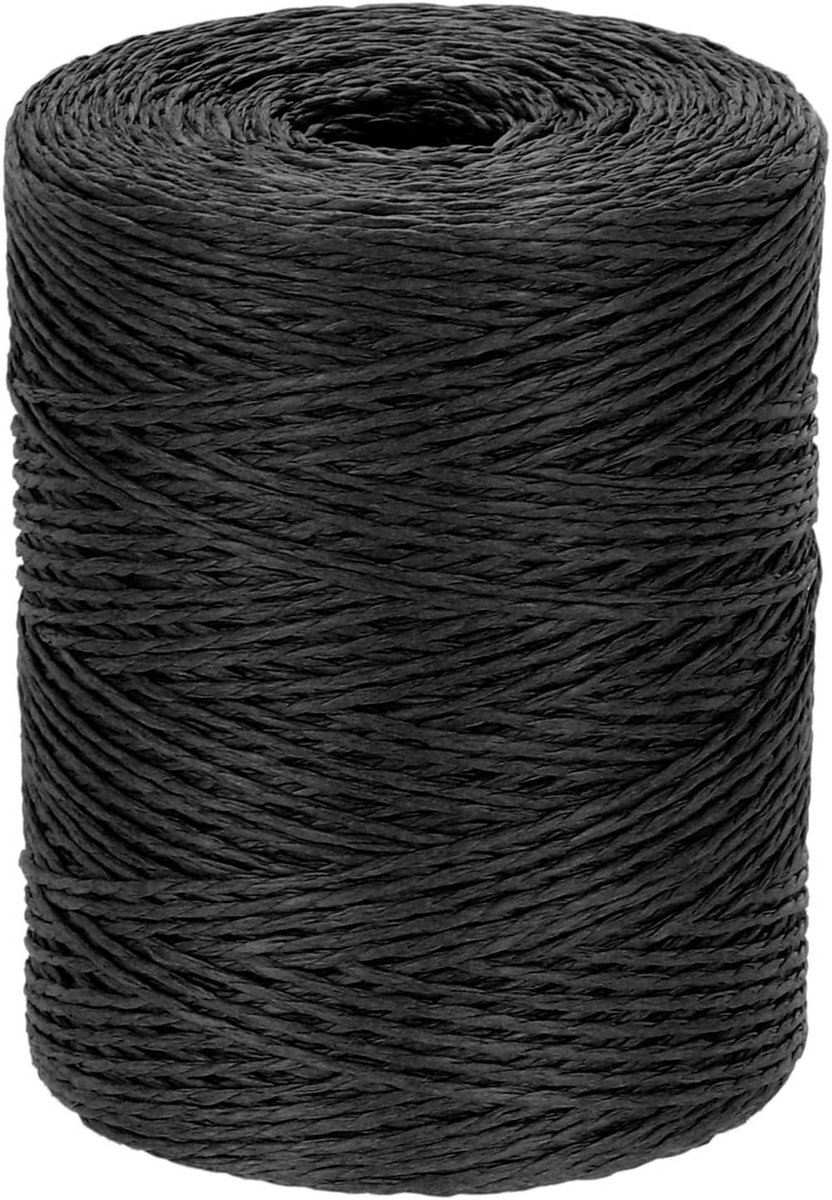 Natuurlijk Raffia Garen van Katoen voor Haken en Breien - 300m Zwart Papierlint
