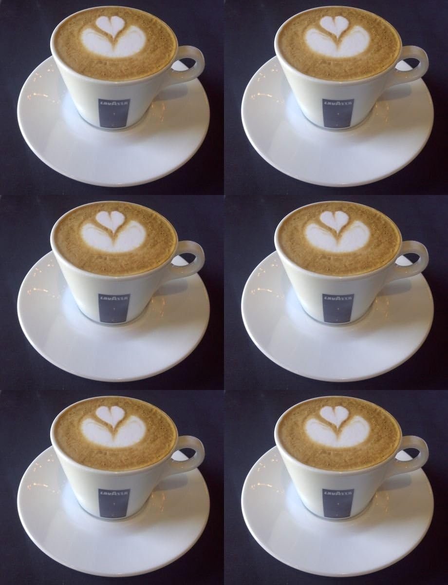 Set van 6 Cappuccinokopjes met Schotels - Klassiek Porselein