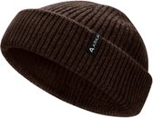 Nordic | Donkerbruine Beanie in Zeemansstijl van Wolmix
