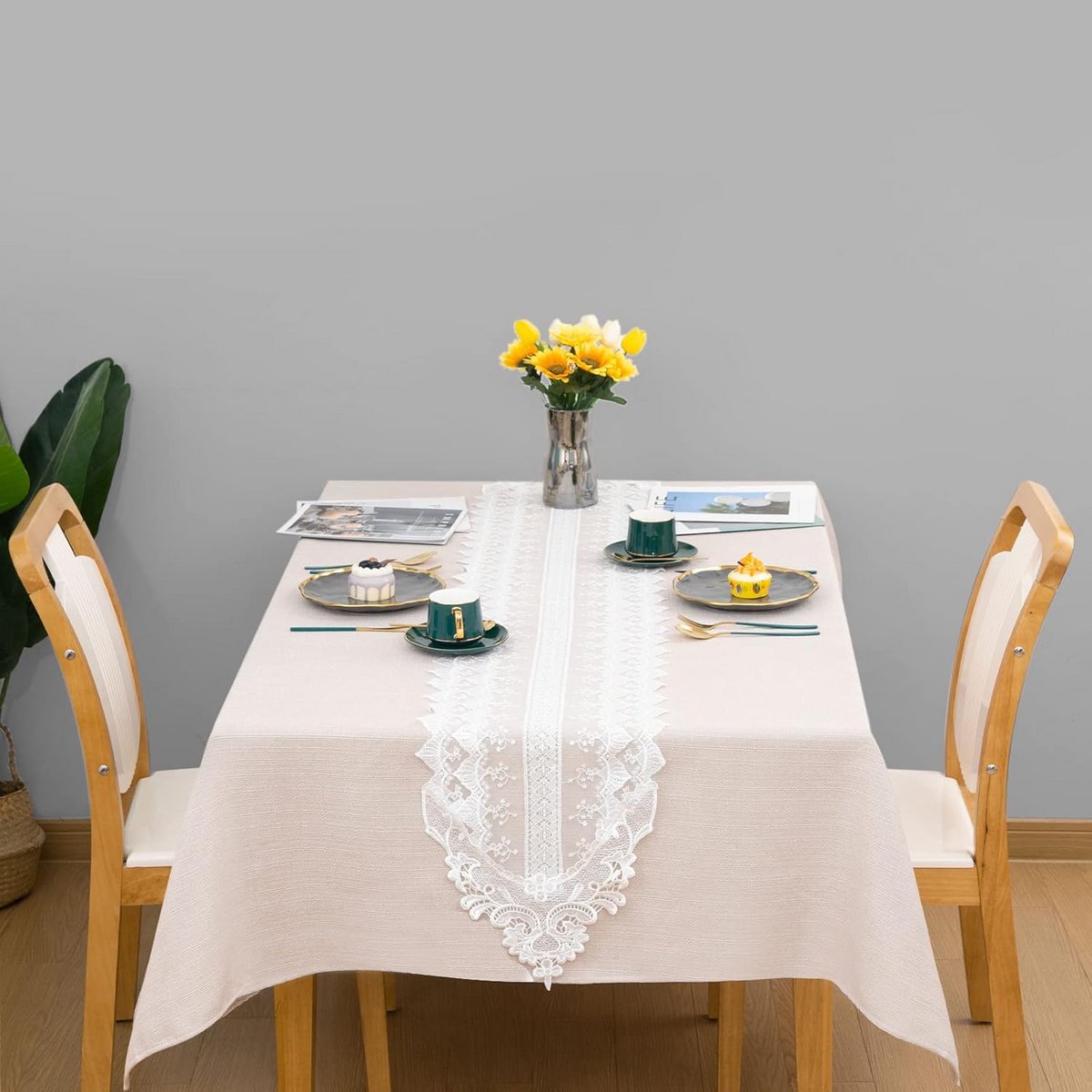 Rechthoekig Tafelkleed met Linnenlook en Waterafstotend Lotuseffect