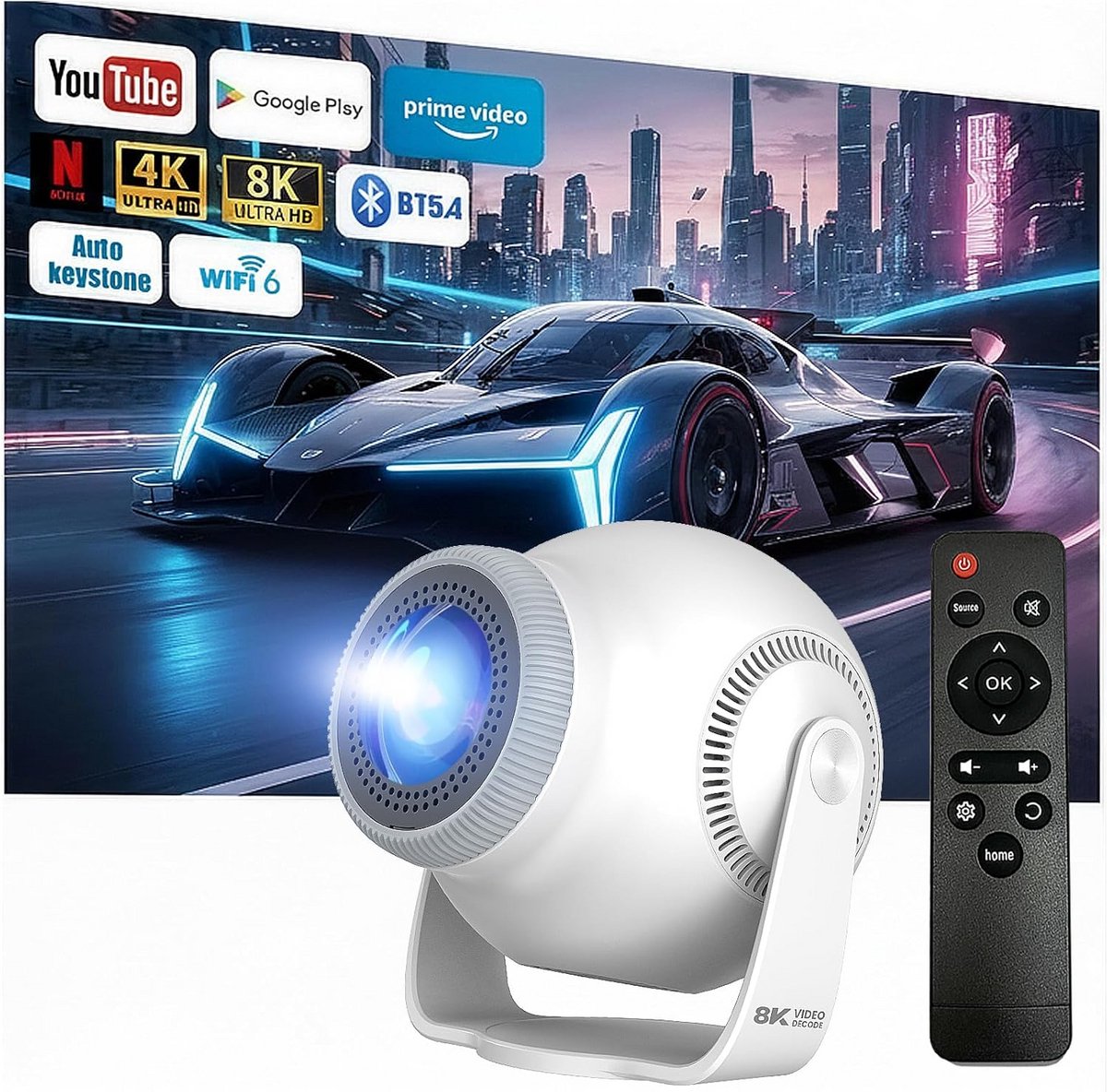 Draagbare Mini Projector met Android 14 voor Thuisbioscoop