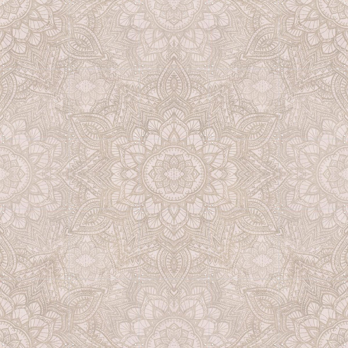 IXXI Soft Vintage Mandala, Bloomery Decor - 100 x 100 cm - Gratis ophangtool - Grote wanddecoratie en posters - Geometrische Kunst, Decoratieve