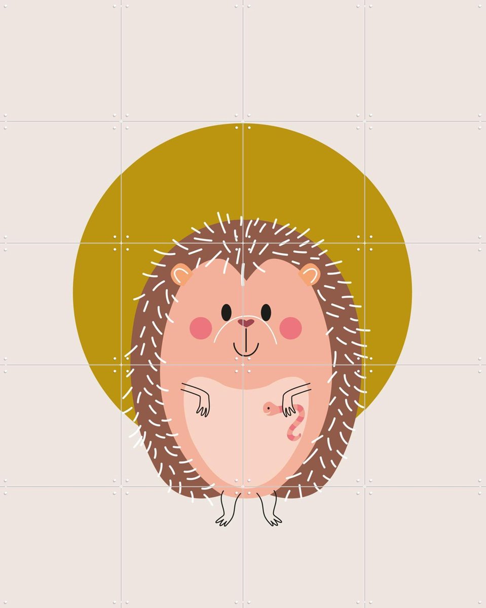 IXXI Hedgehog, Jetske Kox - 80 x 100 cm - Gratis ophangtool - Grote wanddecoratie en posters - Speels, Cartoonesk, Illustraties, Babykamer