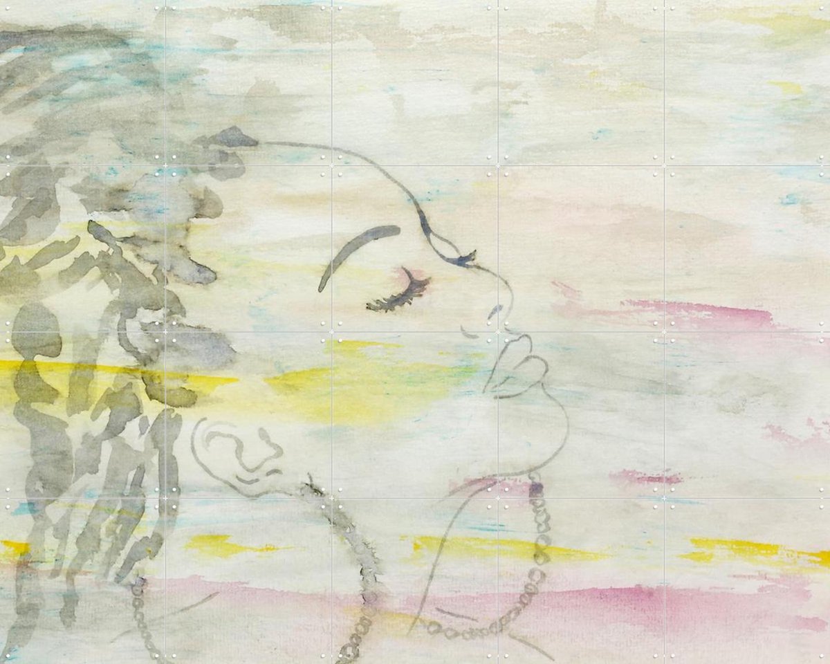 IXXI African Lady, Natalie Bruns - 100 x 80 cm - Gratis ophangtool - Grote wanddecoratie en posters - Line art, Illustraties, Aquarel, Woonkamer