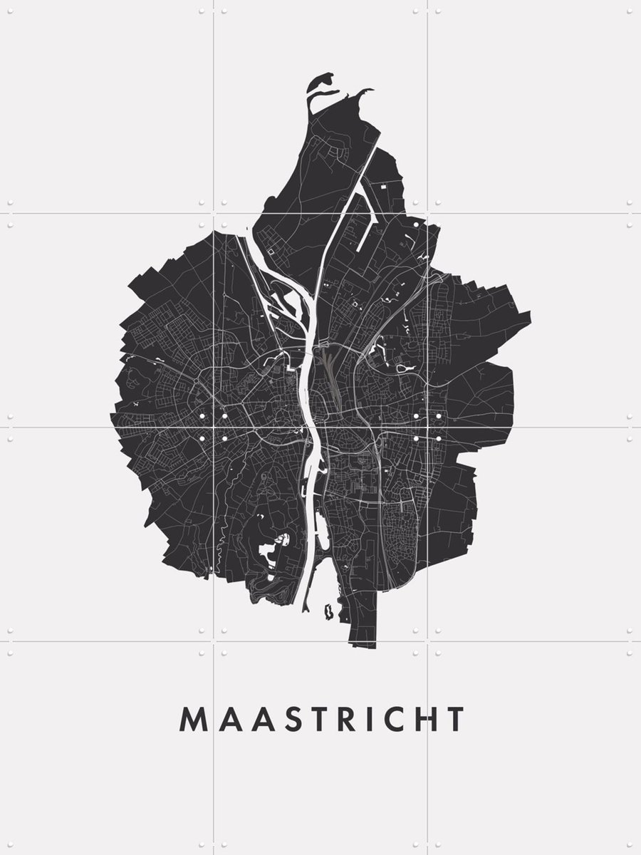 IXXI Maastricht City Map, Kunst in Kaart - 60 x 80 cm - Gratis ophangtool - Grote wanddecoratie en posters - Line art, Geometrische Kunst, Grafisch