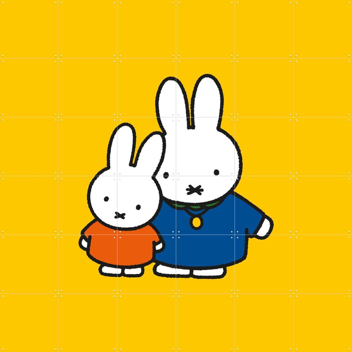 IXXI Nijntje Familie, Nijntje - 120 x 120 cm - Gratis ophangtool - Grote wanddecoratie en posters - Kleurrijk, Illustraties, Cartoonesk, Speels