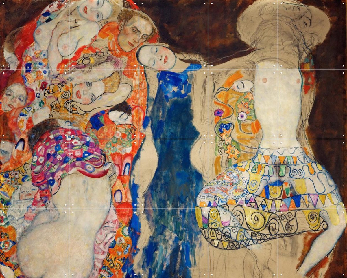 IXXI The Bride 1918, Gustav Klimt & Bridgeman Images - 100 x 80 cm - Gratis ophangtool - Grote wanddecoratie en posters - Kleurrijk, Olieverf, Art