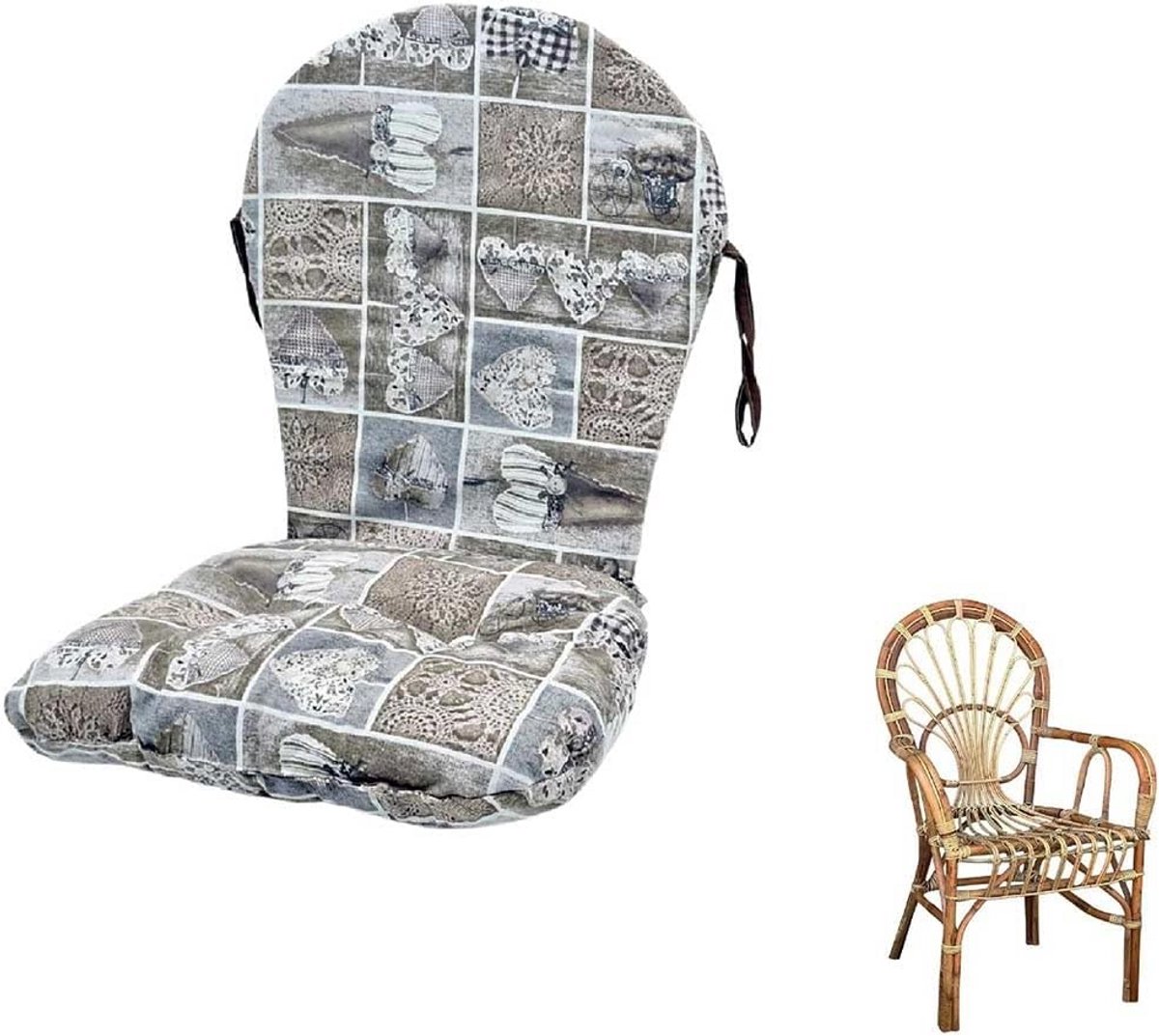 Comfortabel Stoelkussen met Hartjespatroon voor Buitenfauteuils