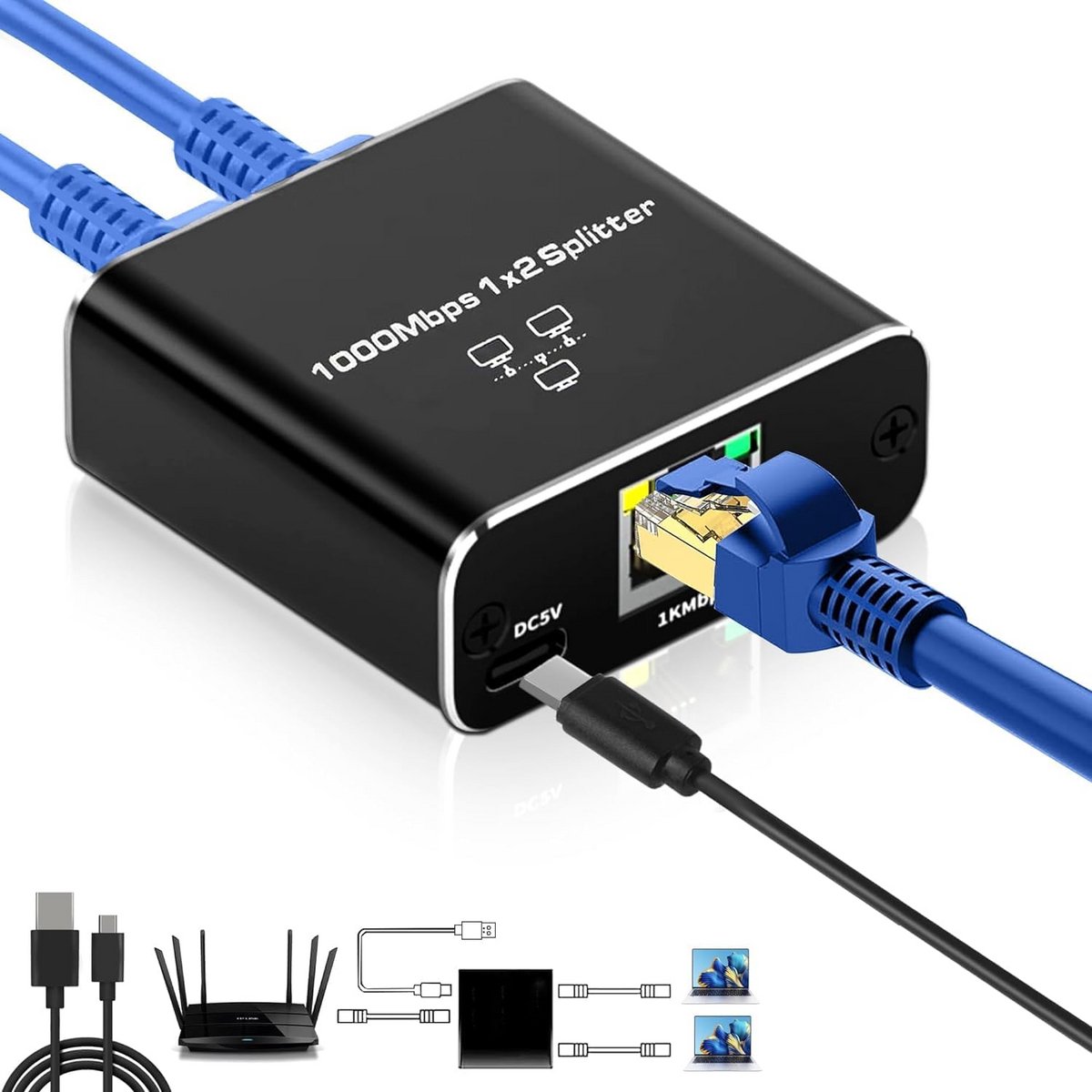 Gigabit Ethernet Tap 10/100/1000 Mbps Splitter voor Gelijktijdige Netwerktoegang