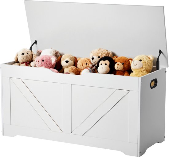 Coffre En Bois Massif Pin Avec Couvercle – 80x41,5x51,5 Cm – Jouets Linge Chaussures