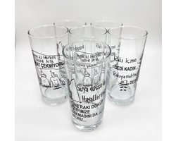 Set van 6 Stijlvolle Turkse Raki Glazen (190cc) - Klassiek Model Drinkglazen