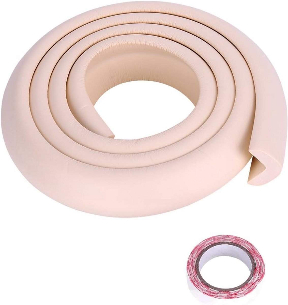 2 Meter Stootrand Veiligheidsstrip voor Kinderen - Randbeschermer voor Tafel, Kast en Trap - Beige