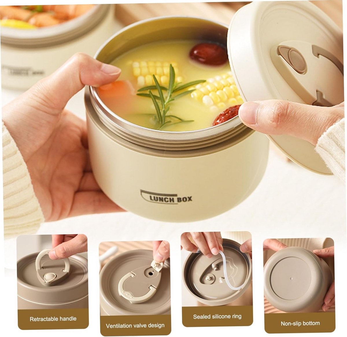 Geïsoleerde Lunchtrommel 600ml RVS – Lekvrij en Warmhoudend voor School en Werk — cadeau in Cadeau-ideeën - foto 6