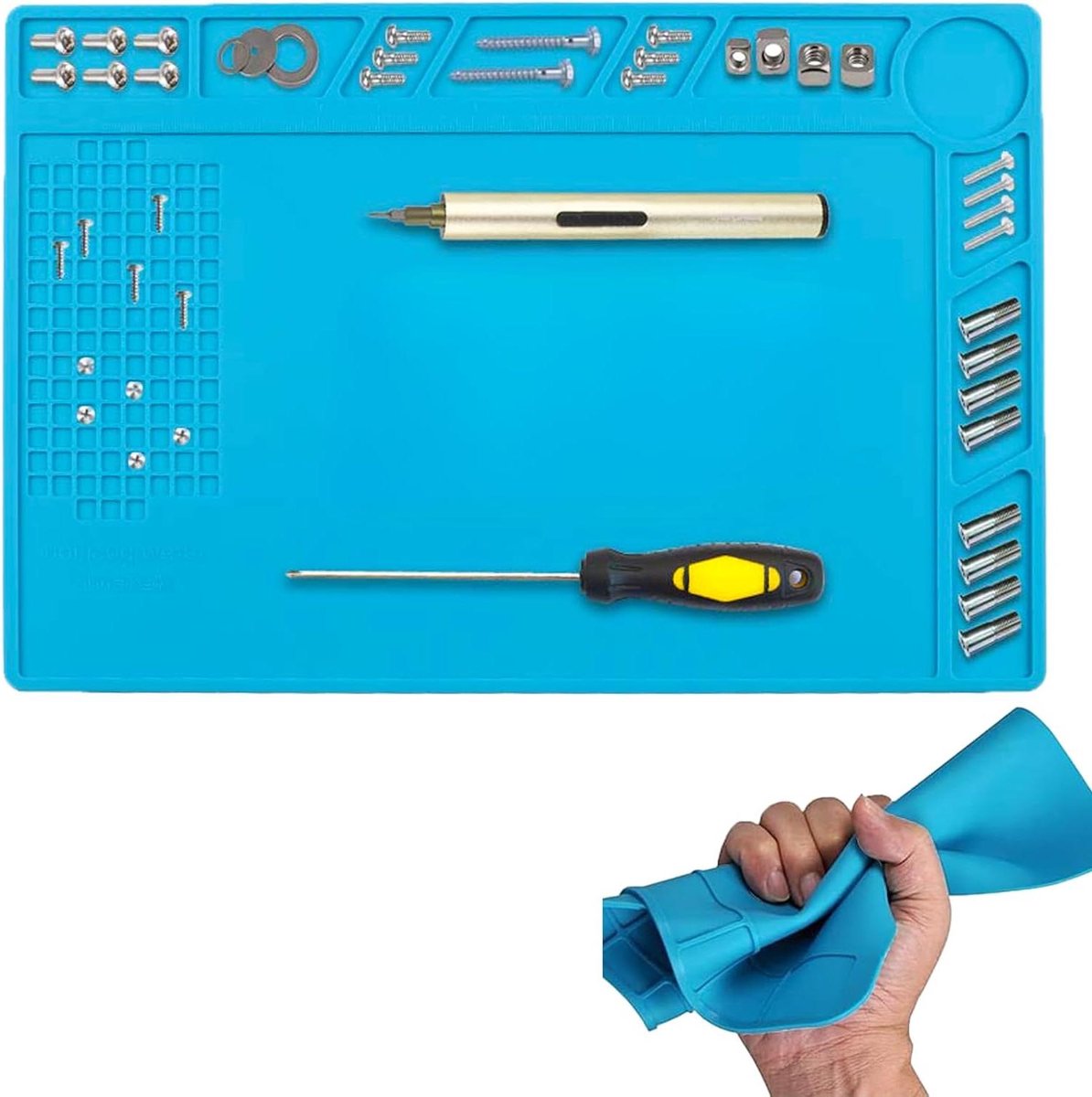 Siliconen soldeermat 34x23 cm voor elektronica reparatie, hittebestendig, antistatisch.