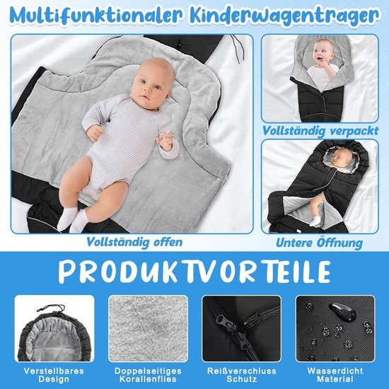 Waterdichte Winter voetenzak voor Kinderwagen en Buggy - Warm en Universeel — afbeelding 4