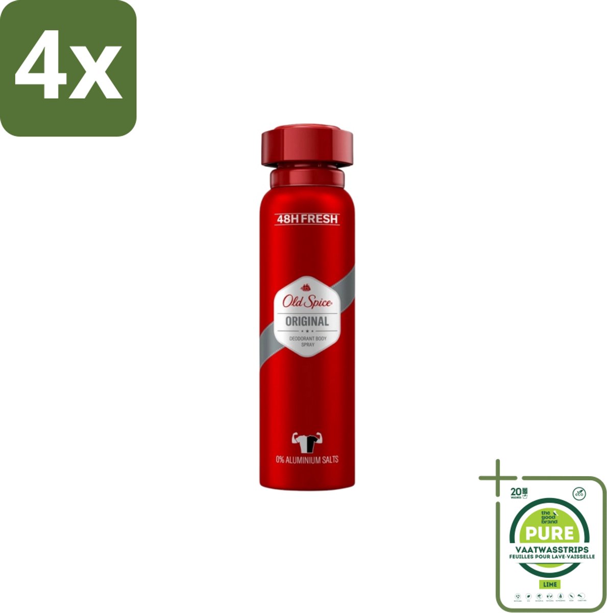 Old Spice – Deospray – Original – 150 ml - Voordeelverpakking - 4 stuks - Deospray - Mannelijke geur