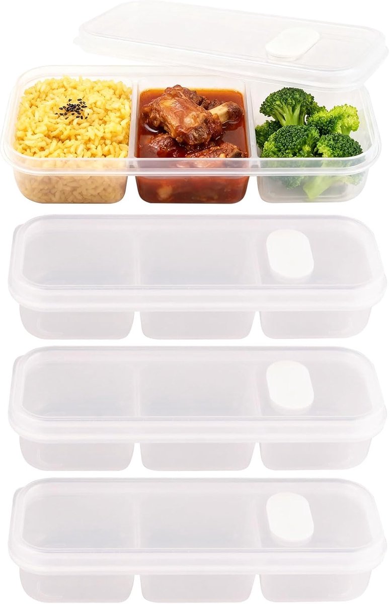 Ingredient Containers - 4pcs - Plastic Tupper Boxes met Compartimenten voor Voedselopslag - Vershoudboxen voor Bijgerechten en Snacks