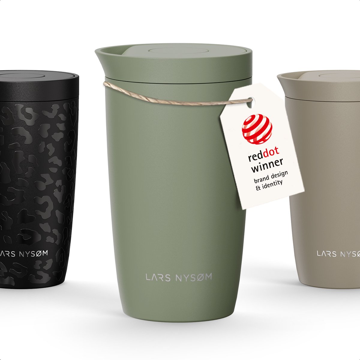 LARS NYSØM Vågen Thermos Koffiebeker To Go 350ml - Travel Mug met Isolatie - Quick-Press Deksel - Lekvrije RVS Thermobeker voor Koffie en Thee Onderweg (Sage Green)