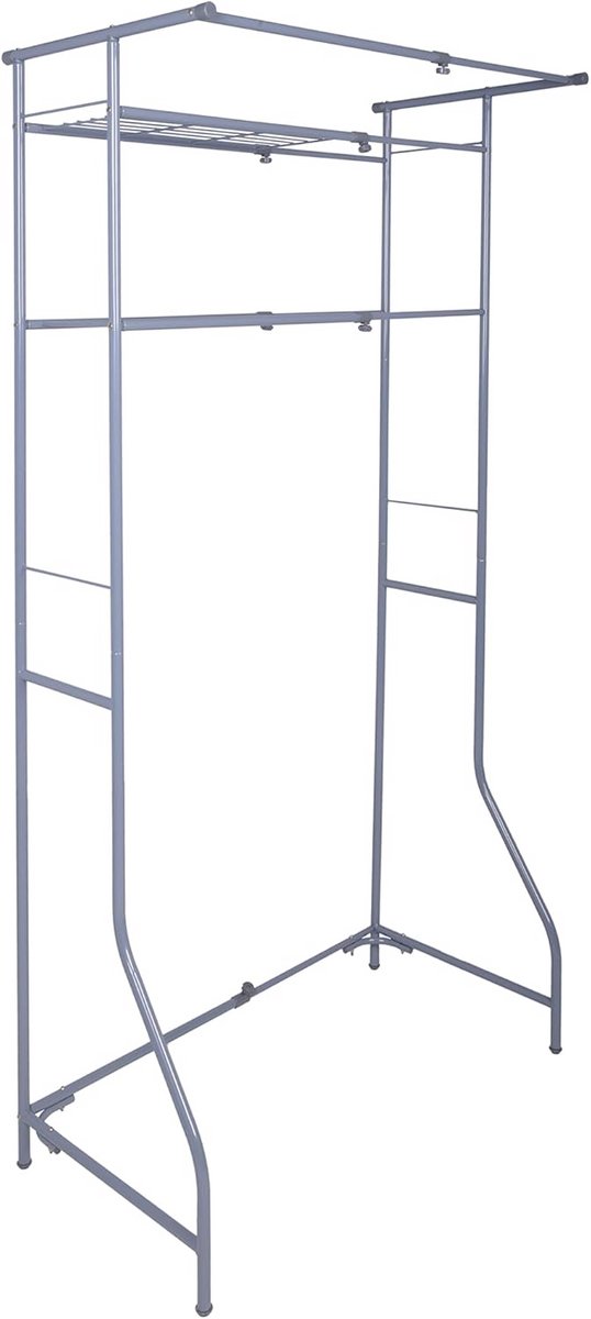 Uittrekbaar Wasmachine Rek bovenbouw Grijs - Metalen Opbergrek 170x60-90cm - Badkamer & Wasruimte Organizer met 2 Planken