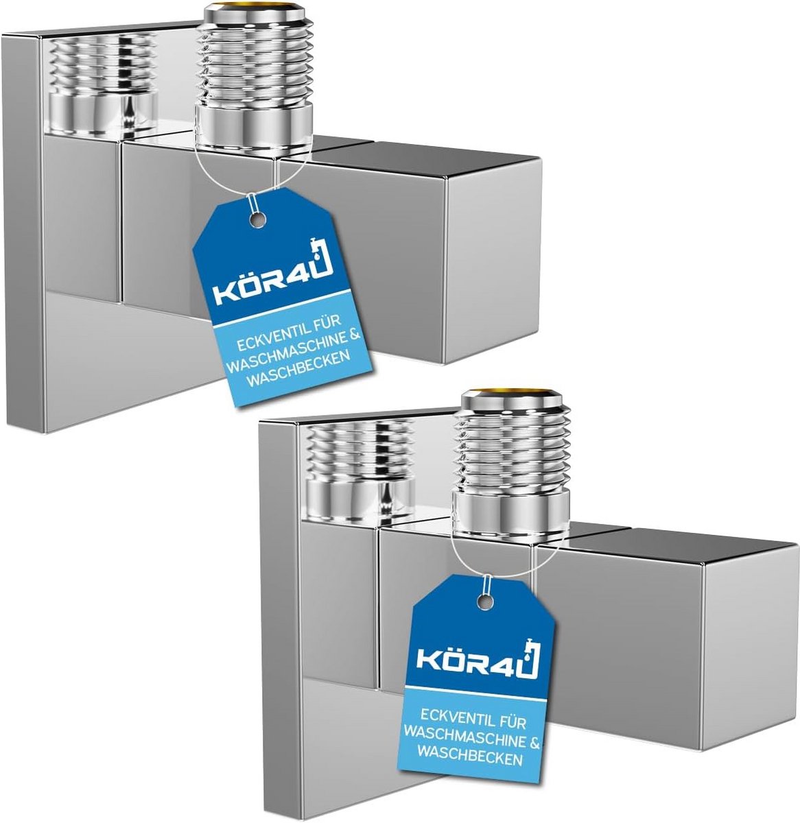 Set van 2 Hoekventielen 1/2 x 3/8 inch Hoekig Chroom met Snelsluiting voor Badkamer en Keuken