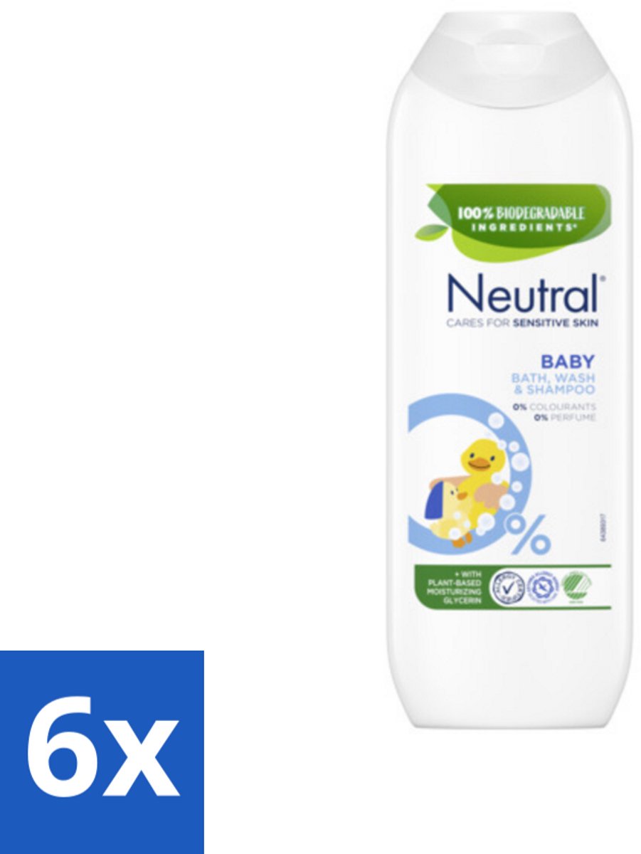 6 x Neutral Baby Shampoo Parfumvrij 250 ml - Babywas - Babyshampoo - Zachte Babyhuid - Zeepvrije Shampoo - 0% Parfum