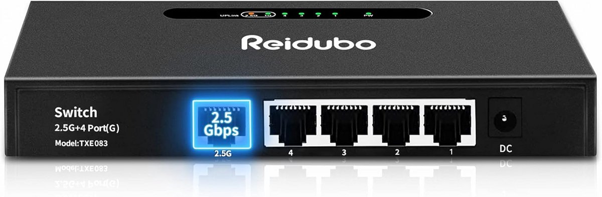 5-Poorts Gigabit Netwerk Switch met 2.5Gbps Uplink, Desktop en Wandmontage
