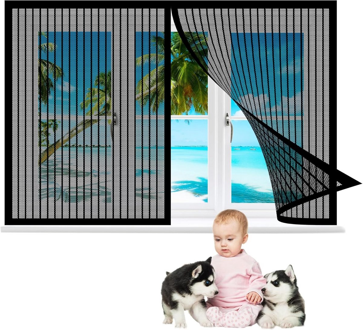 Horren Raam 140x105cm Zwart - Inclusief Magnetische Sluiting en Spelden