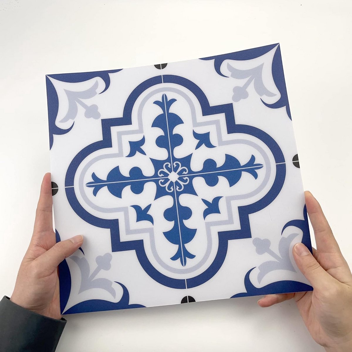 Zelfklevende Vinyl Vloertegels Blauw Portugees Patroon Waterdicht Antislip
