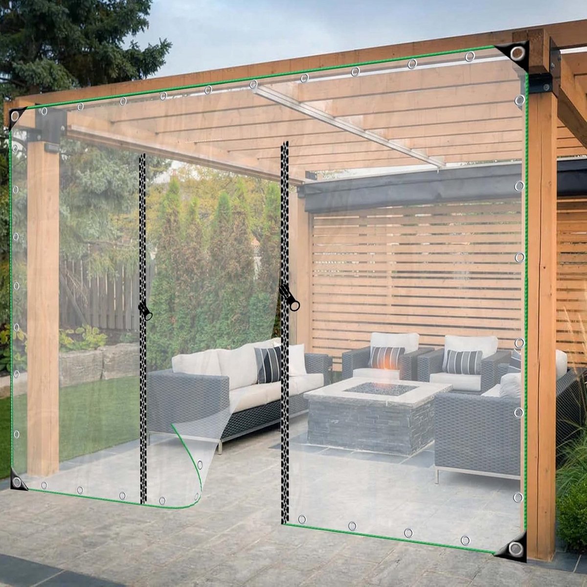 Transparante Waterdichte Buiten Gordijnen met Rits - Winddicht voor Veranda en Tuin