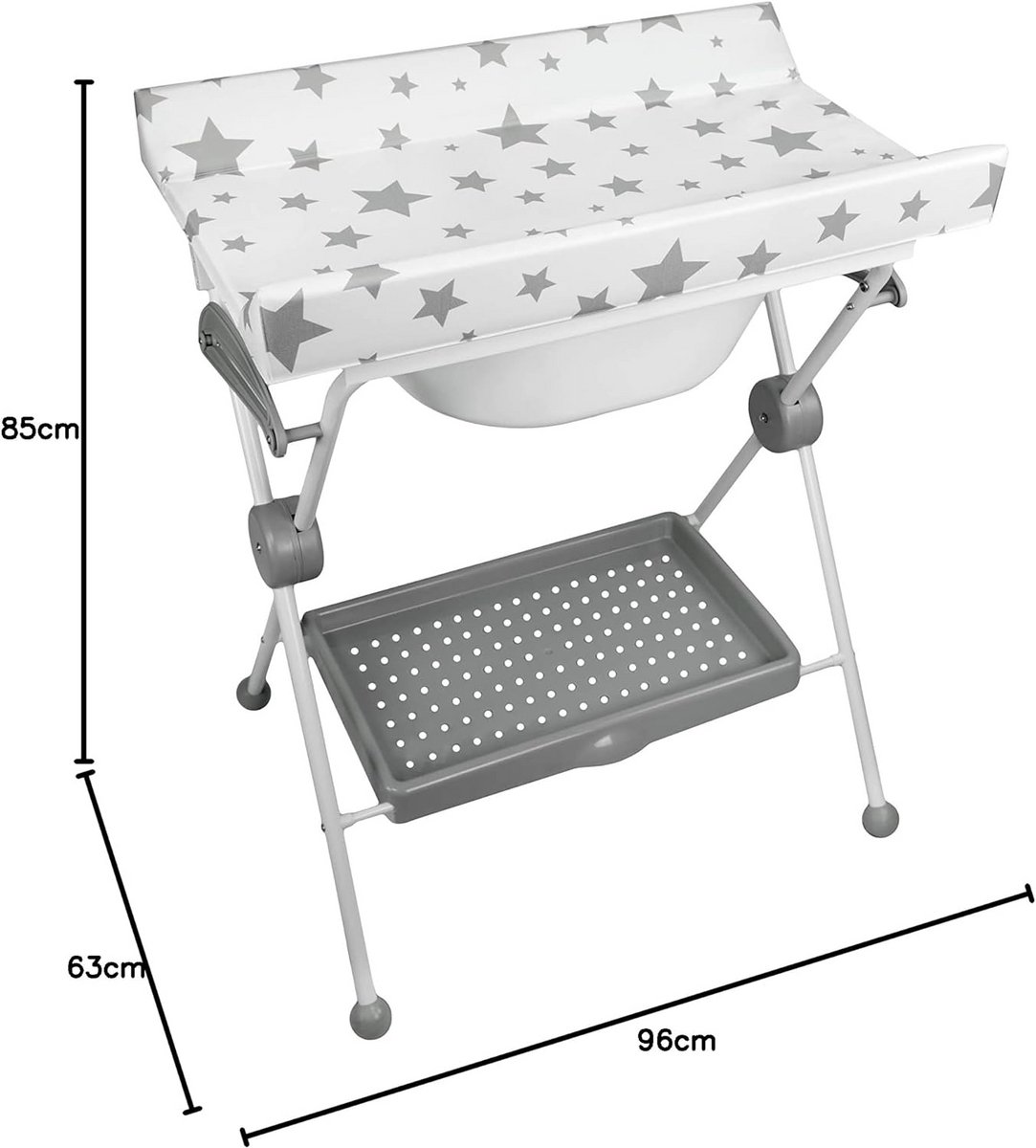 Opvouwbare babybadkuip met aankleedkussen en opbergplank thumbnail 3