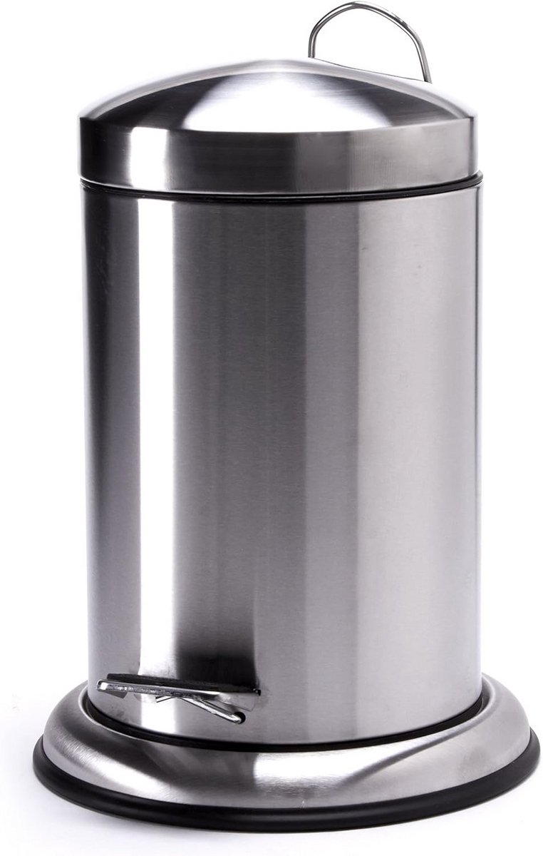 RVS Pedaloemmer Zilver 3 Liter - Kleine Metalen Afvalbak met Deksel