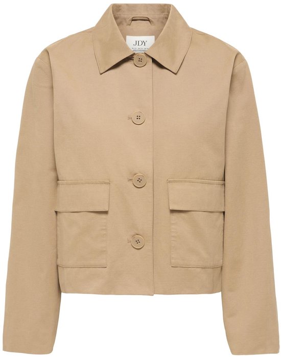 Beige korte jas van JDY met knopen en borstzakken.