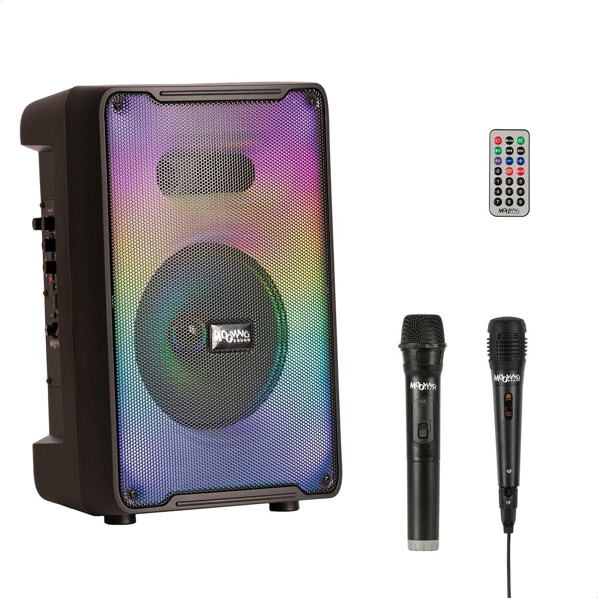 Draagbare Accu Speaker met Draadloze Microfoon - 500W - Bluetooth, USB, AUX en Lichteffect