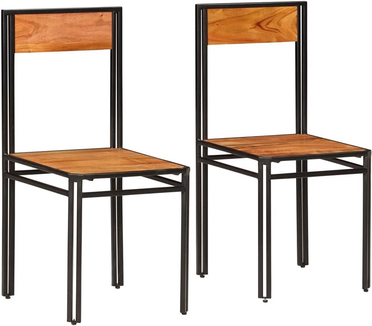 Set van 2 Massief Houten Eetkamerstoelen Acacia