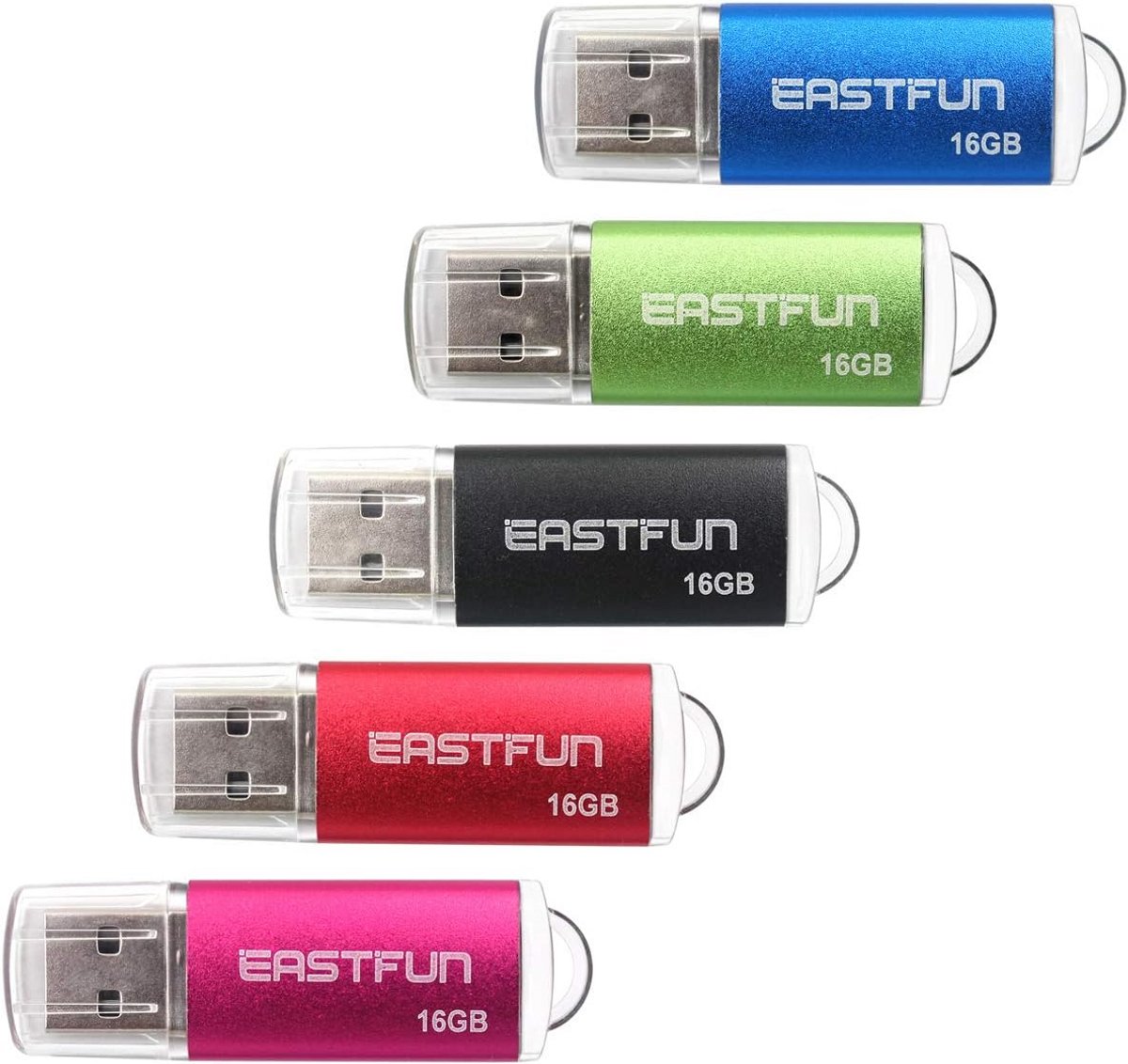 5 stuks 16GB USB 2.0 geheugensticks multi-kleur inclusief LED indicator