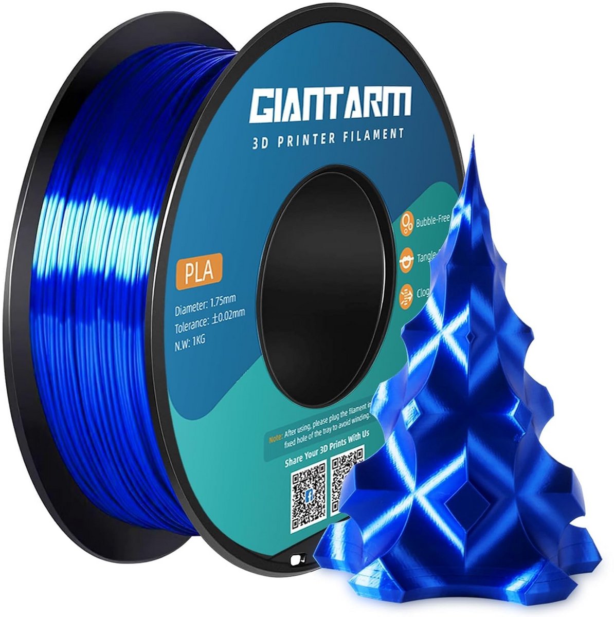 Hoogwaardig Zijde PLA Filament 1,75 mm voor 3D-printer - 1 kg Spoel - Royal Blauw