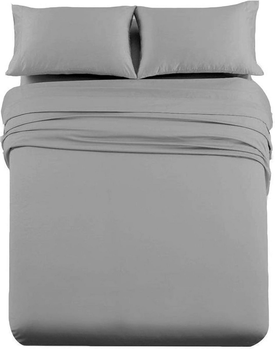 Luxe RV Camper Beddengoed Set - 4 Delig Lakenset voor Kingsize Camperbed - Zachte Microvezel - Lichtgrijs