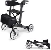 Parvum Luxo Rollator - Luxe dubbel opvouwbare rollator (7kg) - Incl. stokhouder, tas & rugleuning - Antraciet, Large