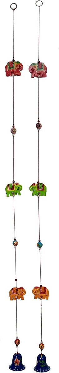 Decoratieve Wandhanger met Olifanten en Klokken - Set van 2 voor Geluk en Positieve Energie
