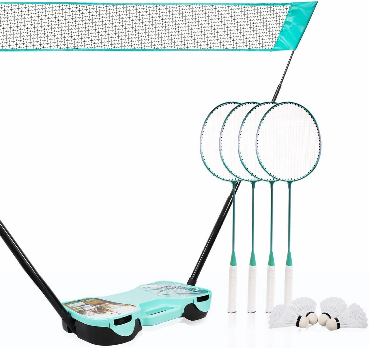 Complete Badmintonset met Net, 4 Rackets en Shuttles - Draagbaar en Voor Buiten