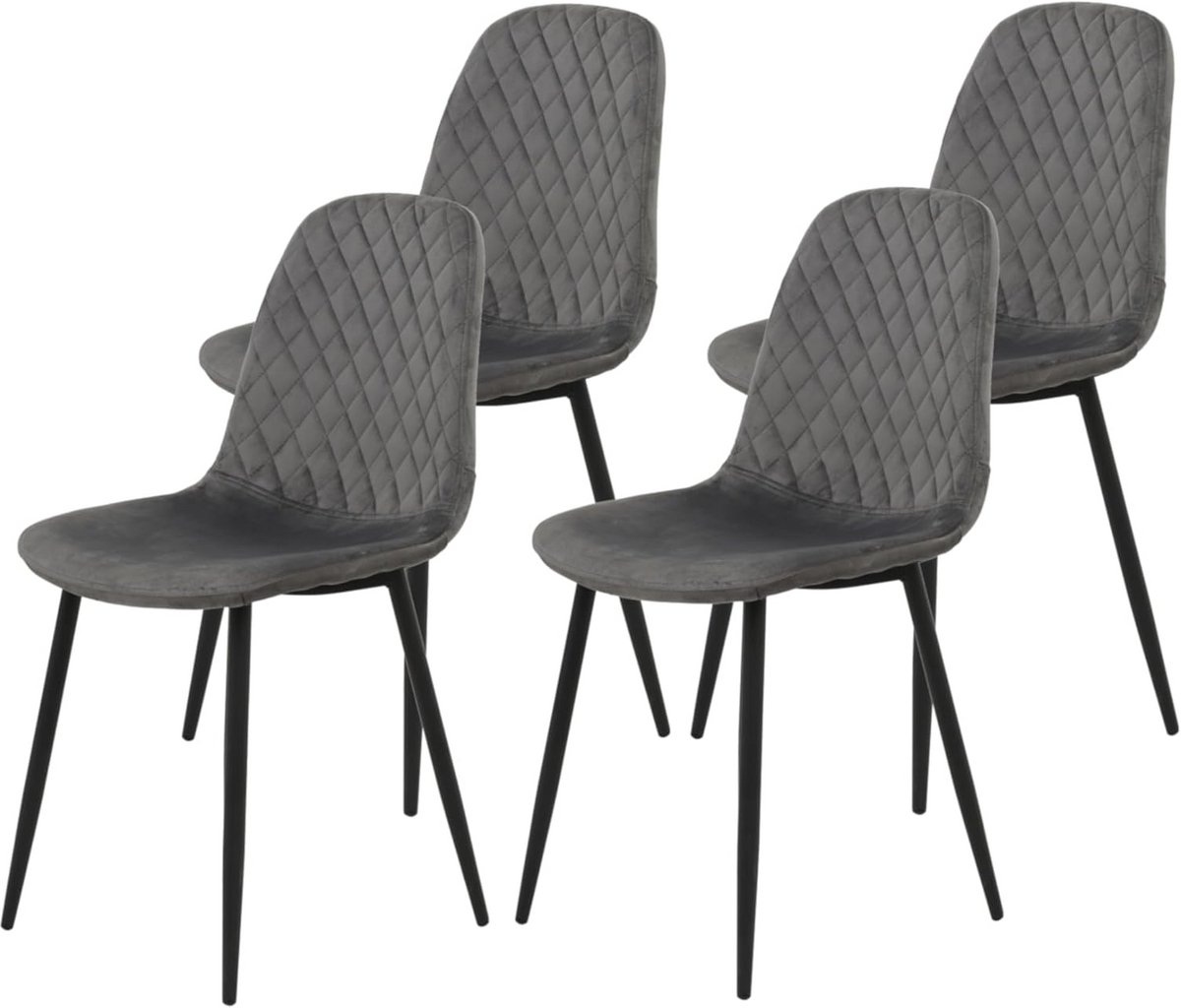 Set van 4 Grijze Eetkamerstoelen van Samvelours