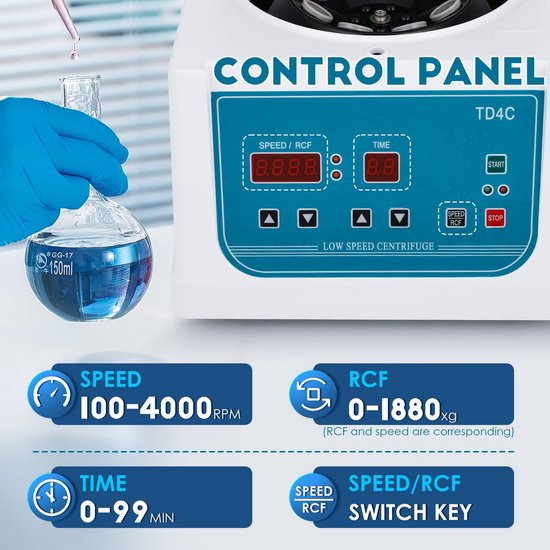 Centrifuge met LED-Display voor PRP-Sap, 4000 RPM, 8 x 15 ml Rotatiecapaciteit — afbeelding 3