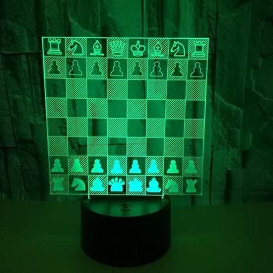 3D Optische Illusie Schaken Nachtlamp LED Tafel Buislamp met 16 Kleuren en Afstandsbediening — afbeelding 2