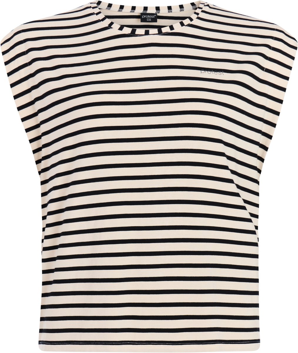Protest PRTFancier T-shirt Dames Mouwloos Ronde hals Loose fit Crème Kitoffwhite